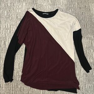 Zara Colorblock Long Sleeve Top size small